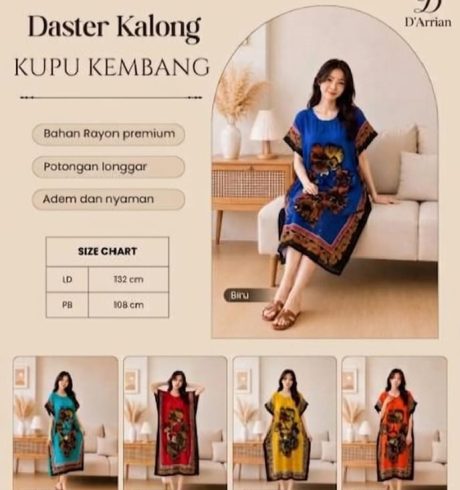 Daster Kalong Kupu Kembang D’Arrian Collection wanita rayon motif kupu-kupu lengan pendek