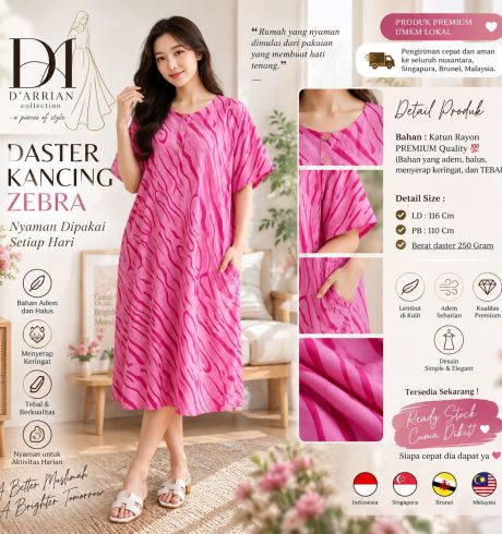 Best Seller D’Arrian Daster Kancing Zebra Rayon Premium
