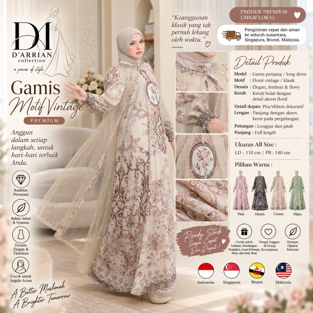 New Comer D’Arrian Valerie Dress Motif Vintage Premium